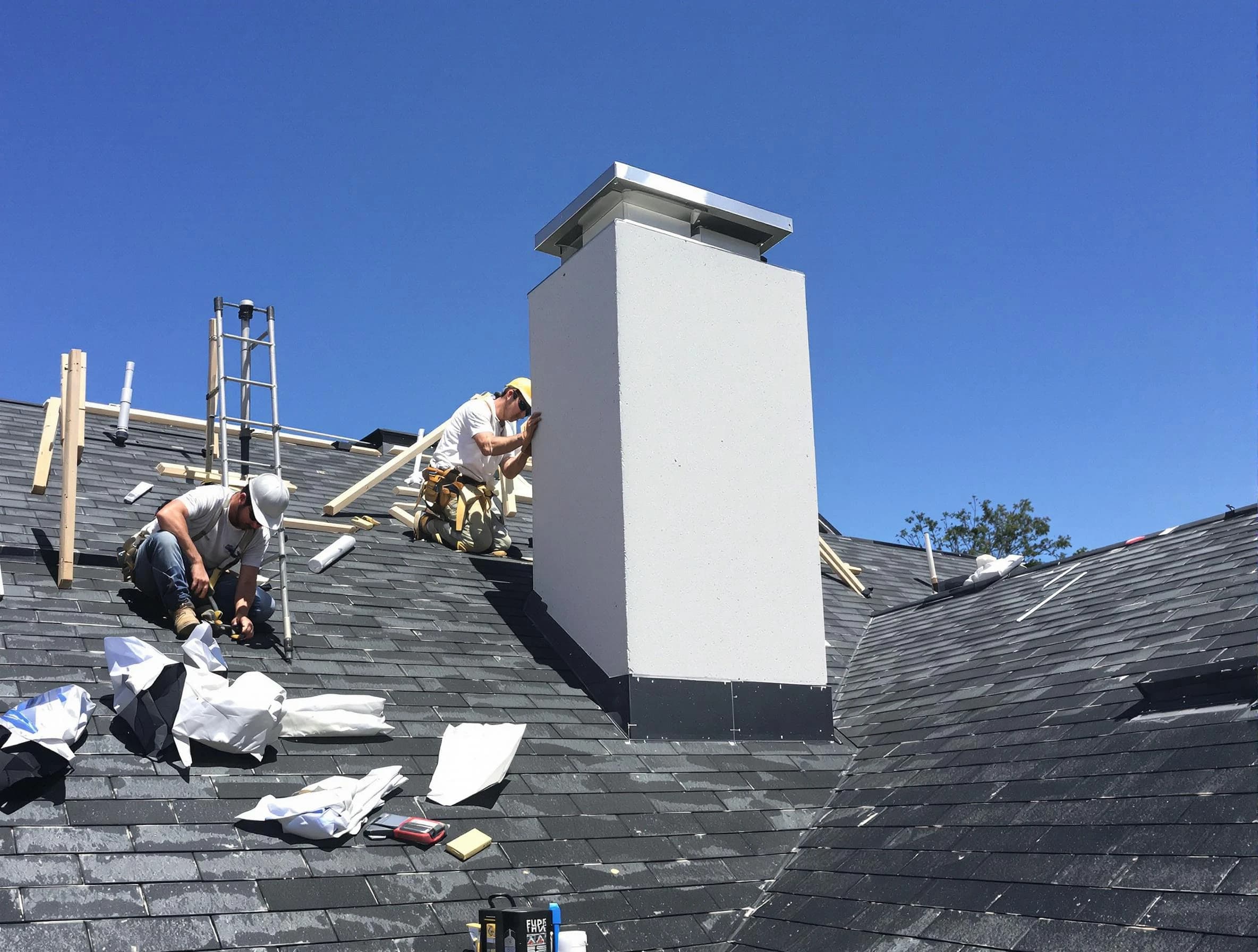 Brighton Chimney Sweep crew installing a new chimney in Brighton, CO