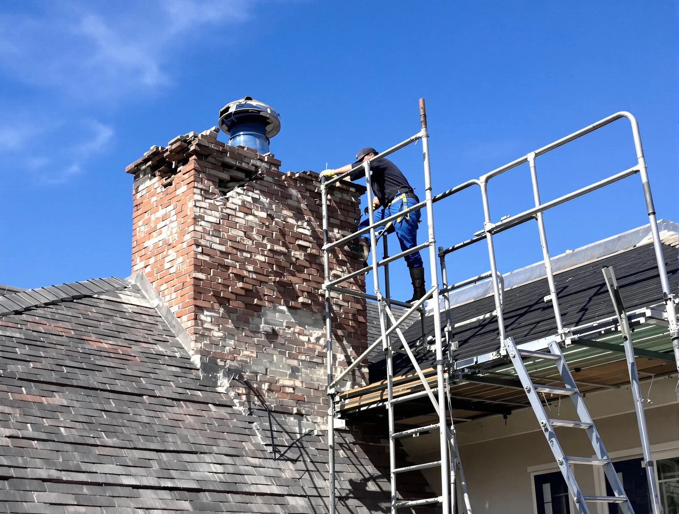 Rebuilding a chimney structure by Brighton Chimney Sweep in Brighton, CO