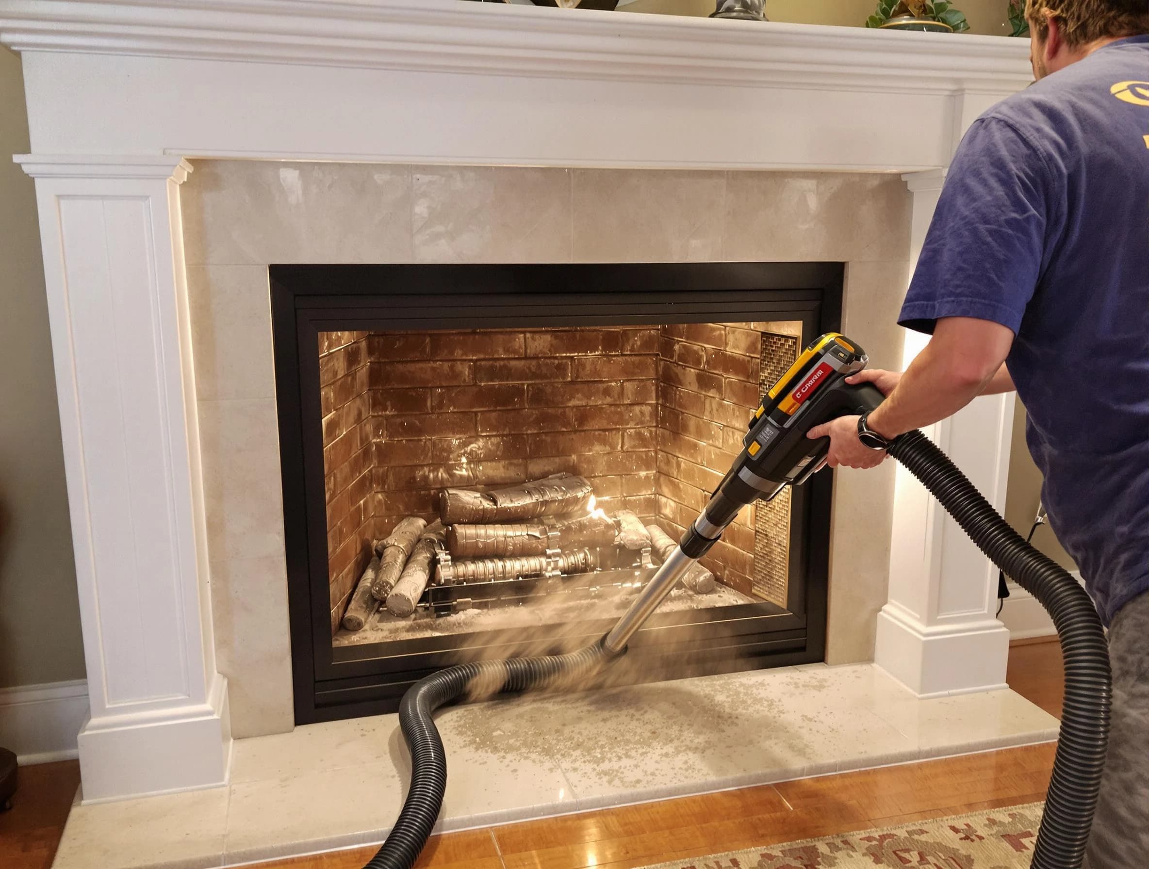 Fireplace cleaning performed by Brighton Chimney Sweep in Brighton, CO