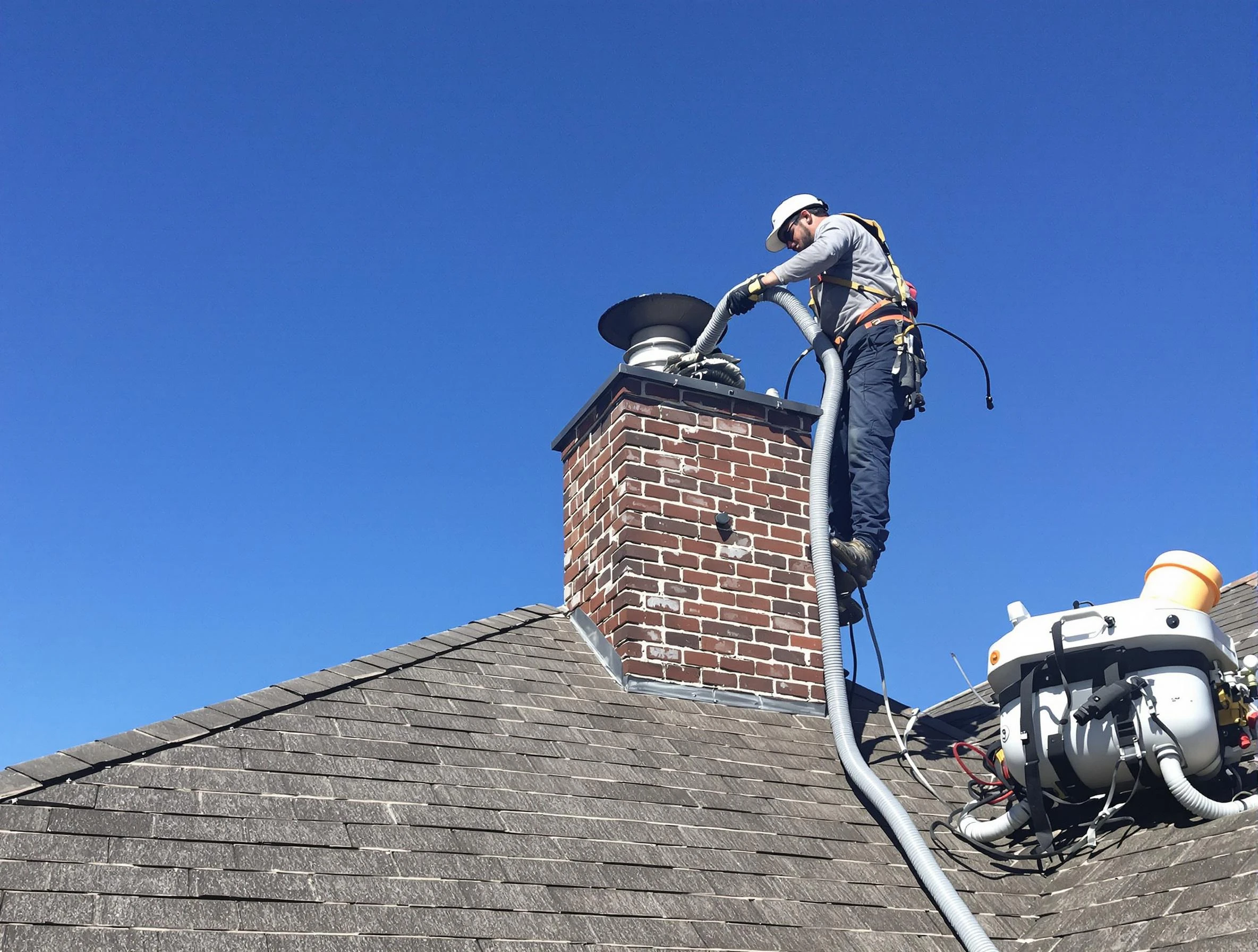 Dedicated Brighton Chimney Sweep team member cleaning a chimney in Brighton, CO