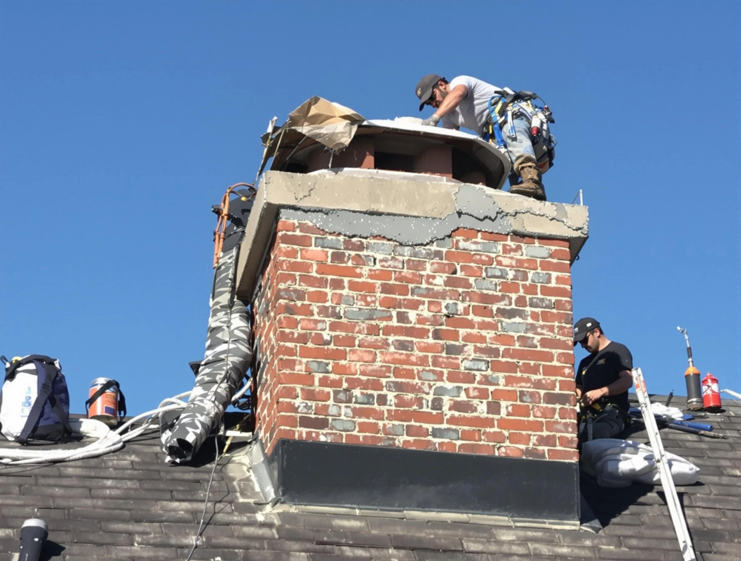 Brighton Chimney Sweep installing a custom chimney crown in Brighton, CO