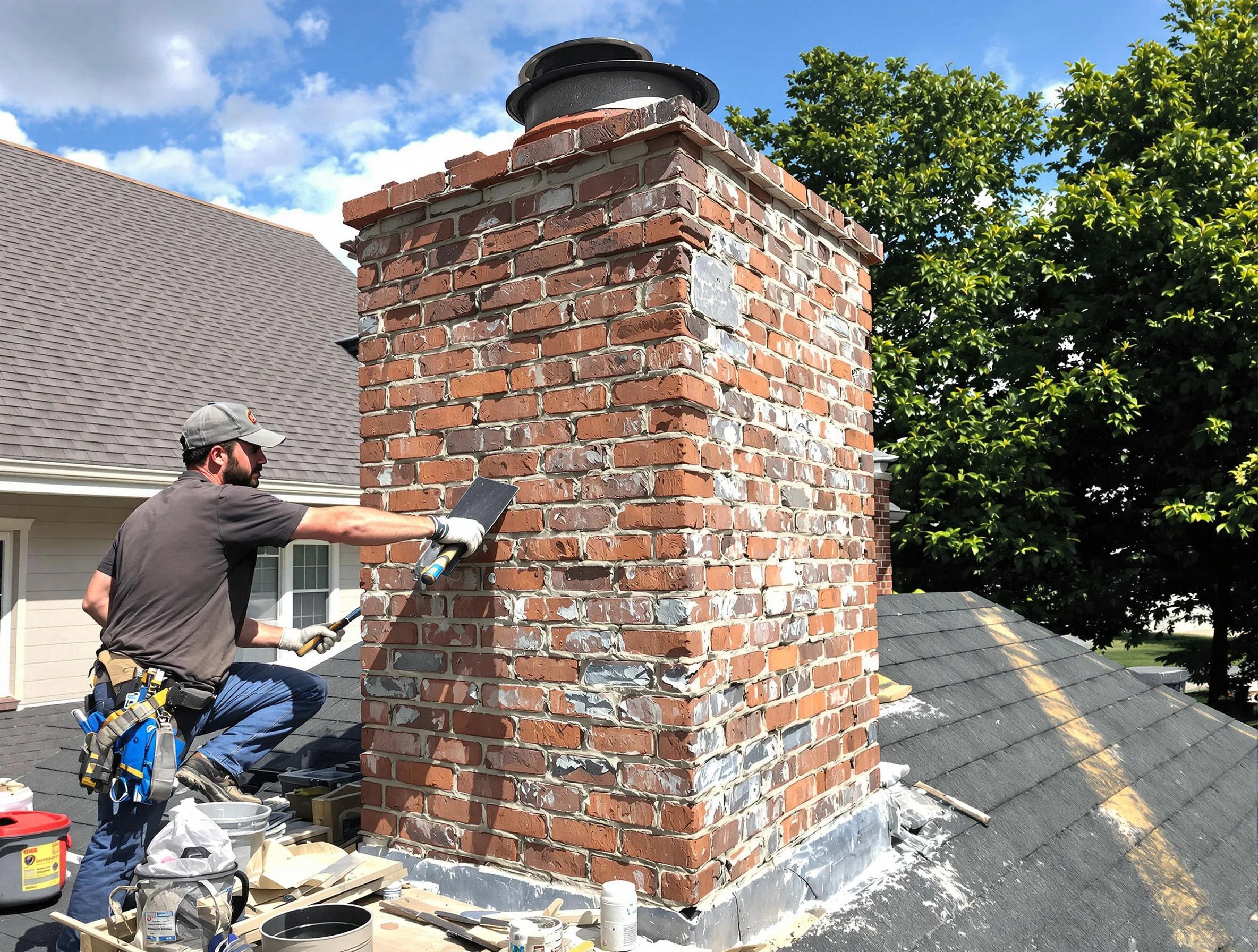 Completed chimney rebuild by Brighton Chimney Sweep in Brighton, CO