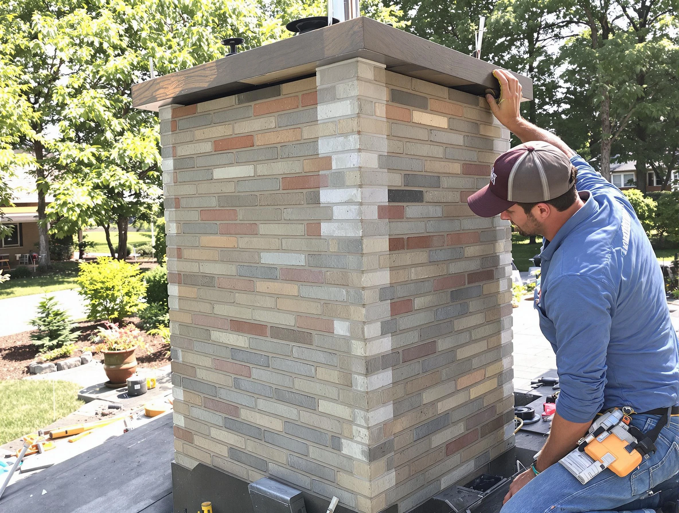 Brighton Chimney Sweep completing a modern chimney remodel in Brighton, CO